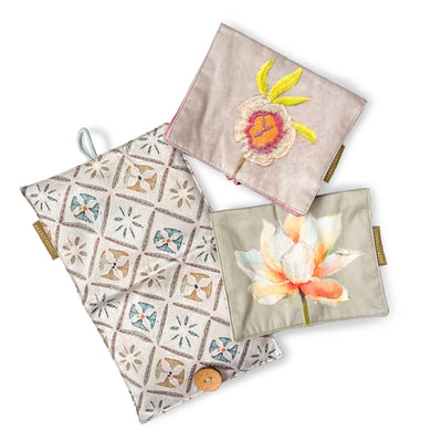 Pack of 3 Padmate Padmate PADMATE Silk Blend Sanitary Pad Pouch - Winter Love Flowers - Pack of 3