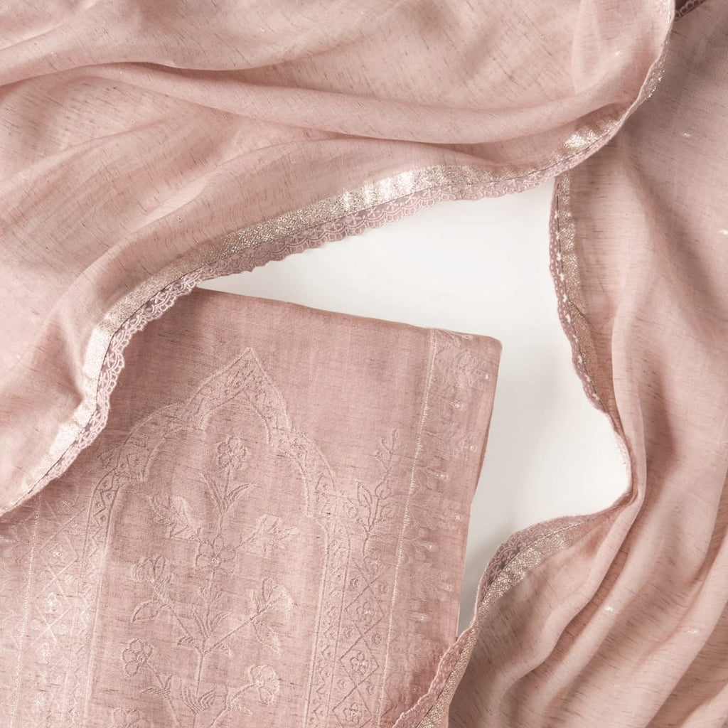 Paro Unstitched Suit Unstitched Suit Dusty Pink Linen Suit Set