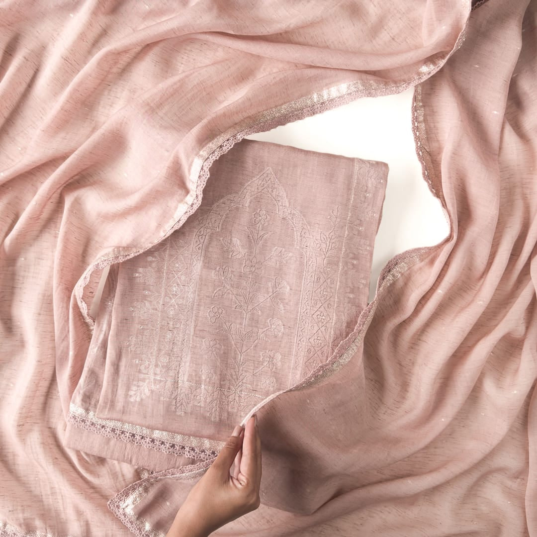 Paro Unstitched Suit Unstitched Suit Dusty Pink Linen Suit Set