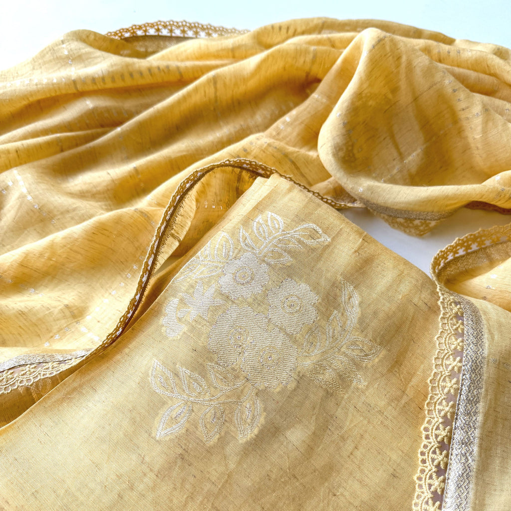 Paro Unstitched Suit Unstitched Suit Golden Yellow Linen Suit Set