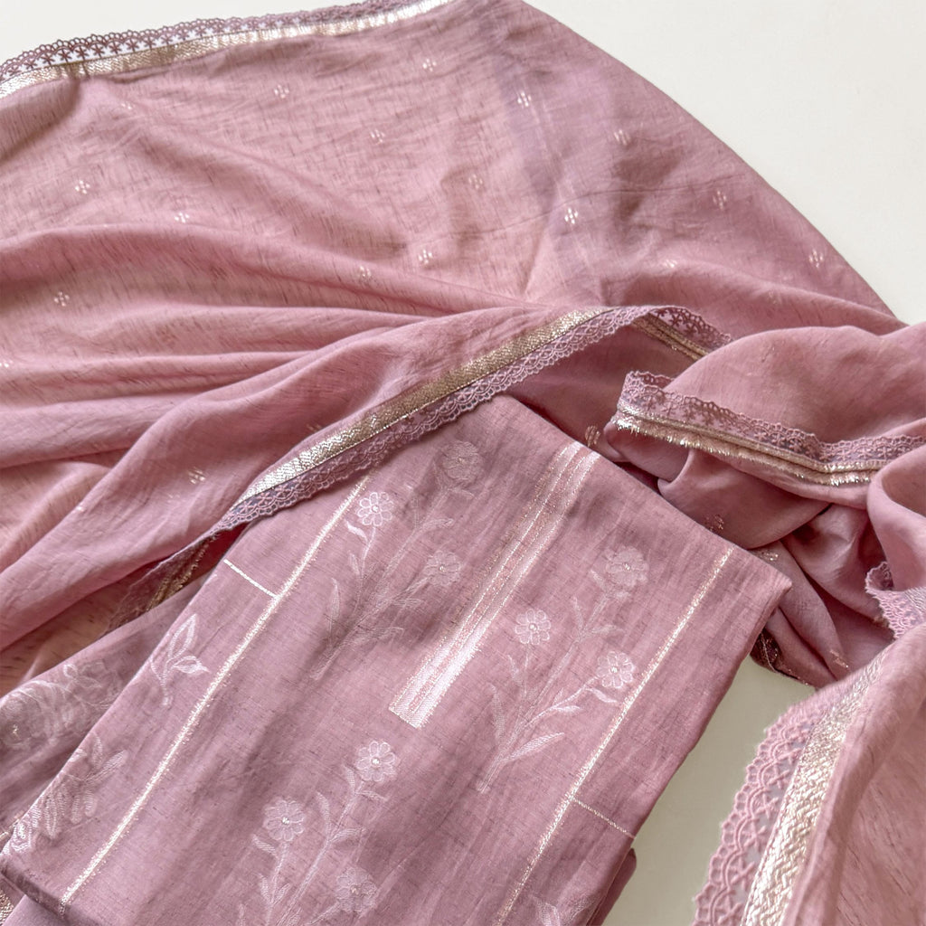Paro Unstitched Suit Unstitched Suit Muted Mauve Linen Suit Set