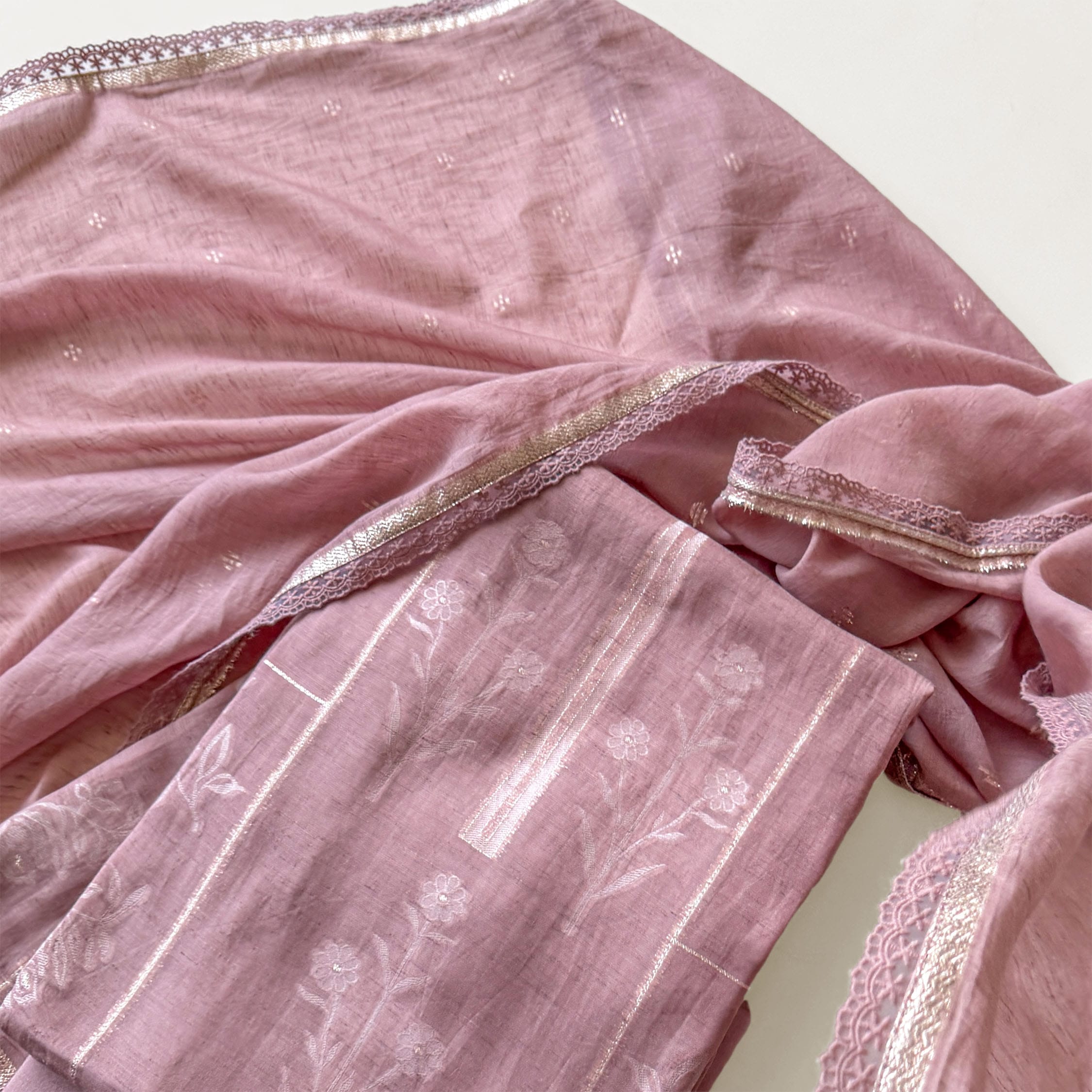 Paro Unstitched Suit Unstitched Suit Muted Mauve Linen Suit Set