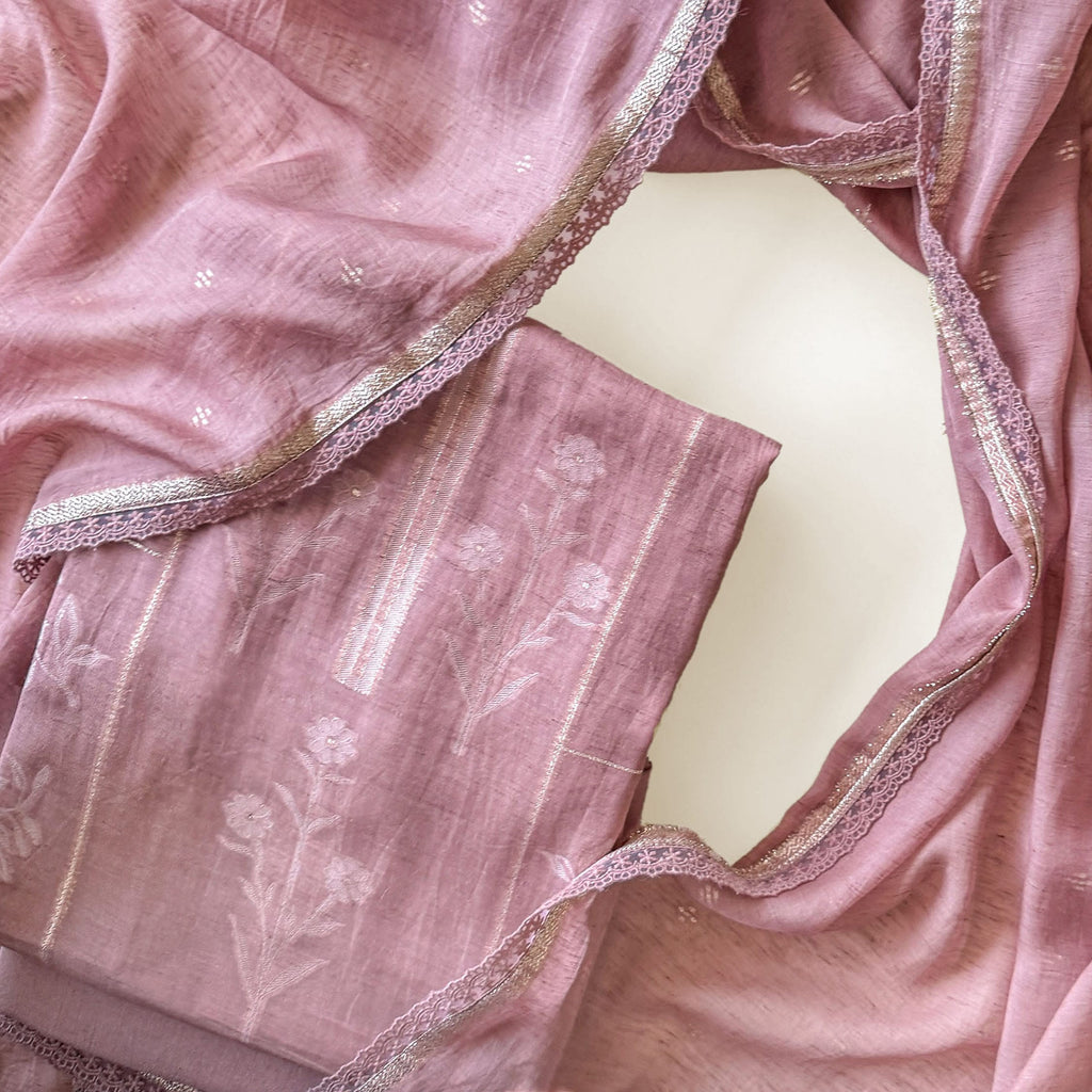 Paro Unstitched Suit Unstitched Suit Muted Mauve Linen Suit Set