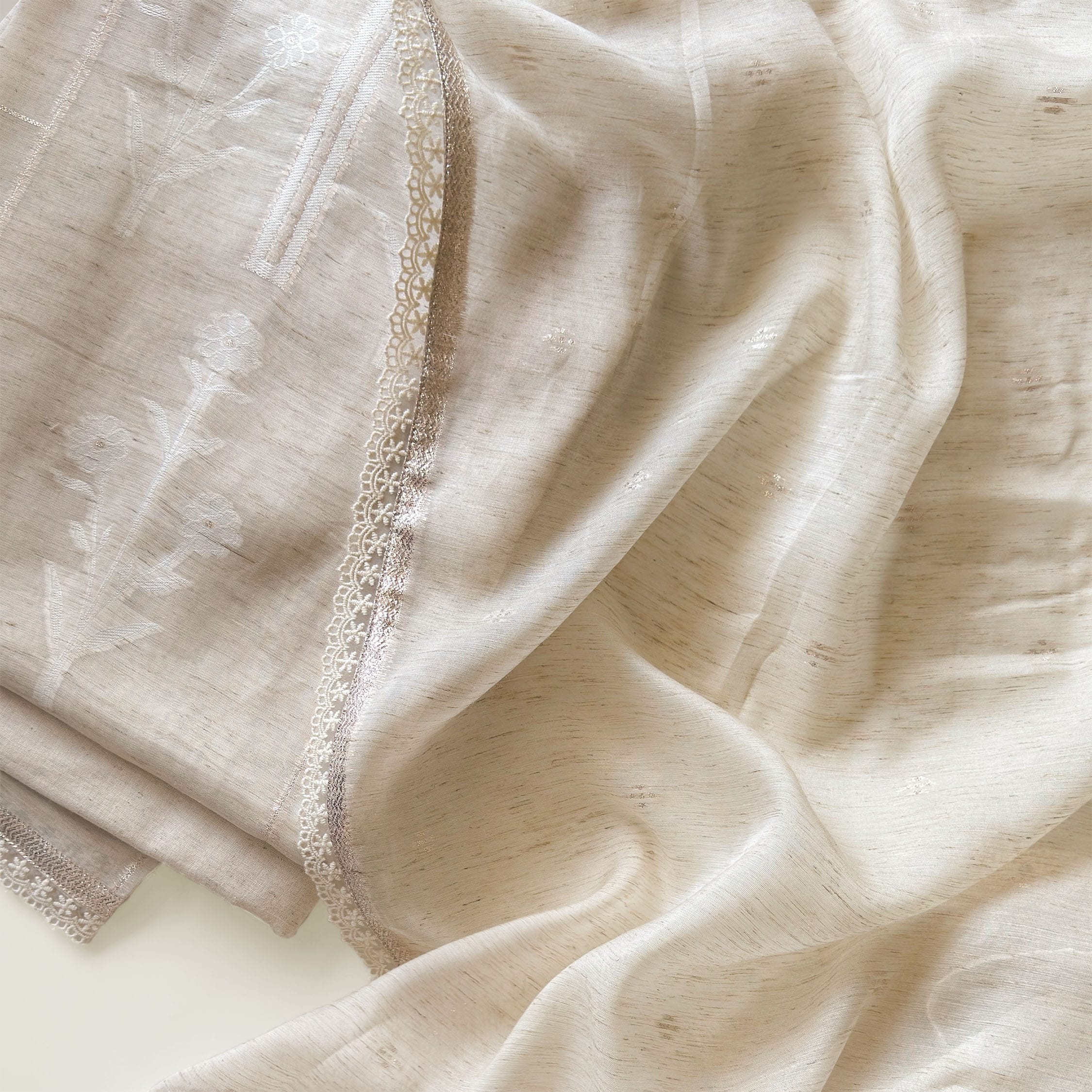 Paro Unstitched Suit Unstitched Suit Natural White Linen Suit Set