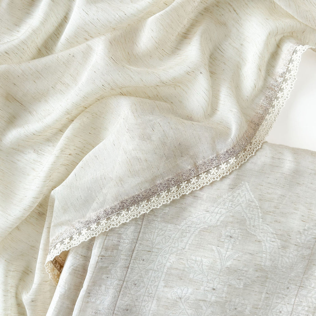 Paro Unstitched Suit Unstitched Suit Natural White Linen Suit Set