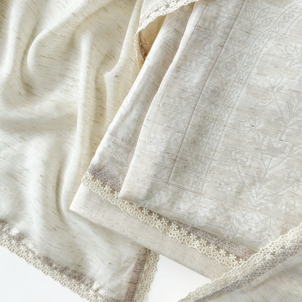 Paro Unstitched Suit Unstitched Suit Natural White Linen Suit Set