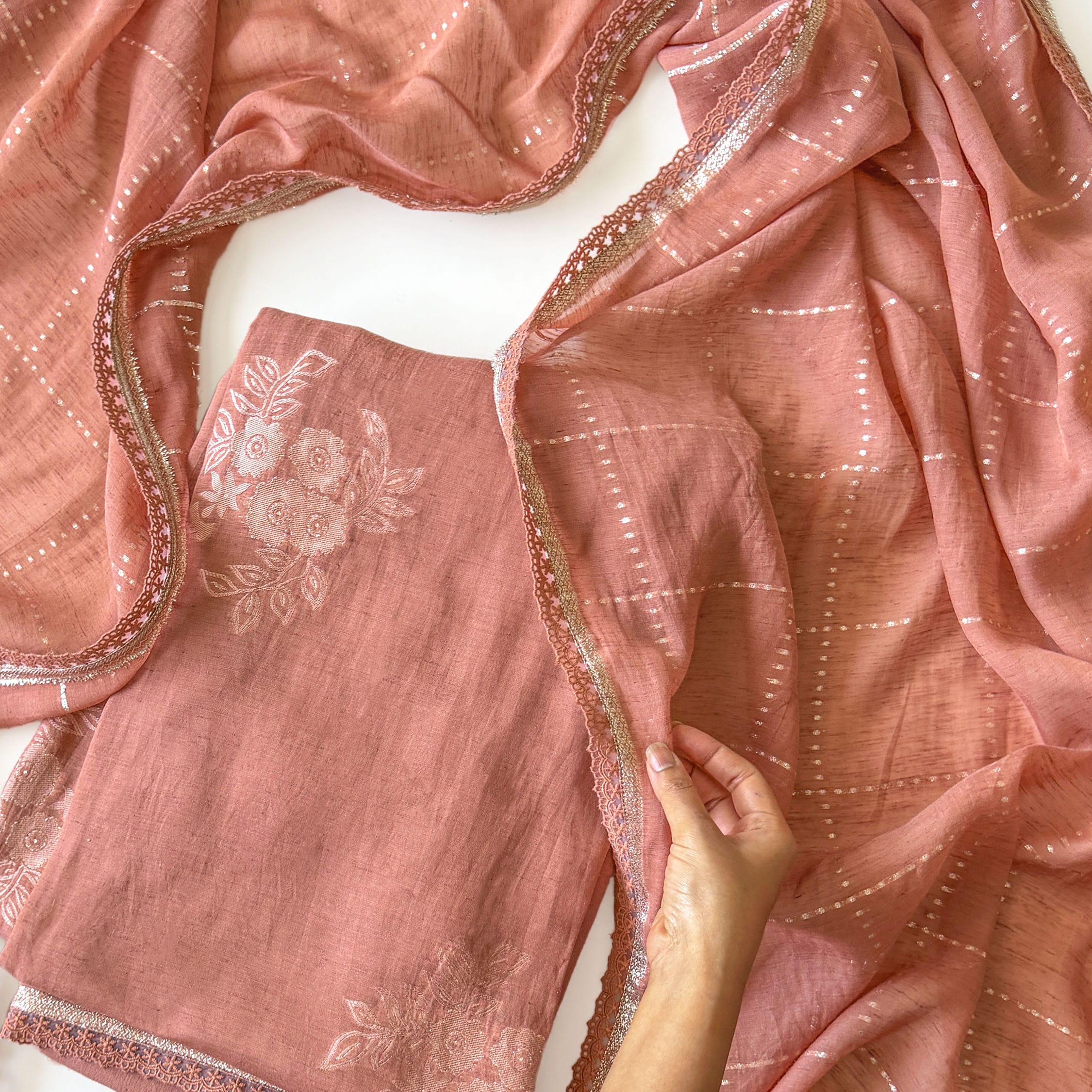 Paro Unstitched Suit Unstitched Suit Rustic Red Linen Suit Set