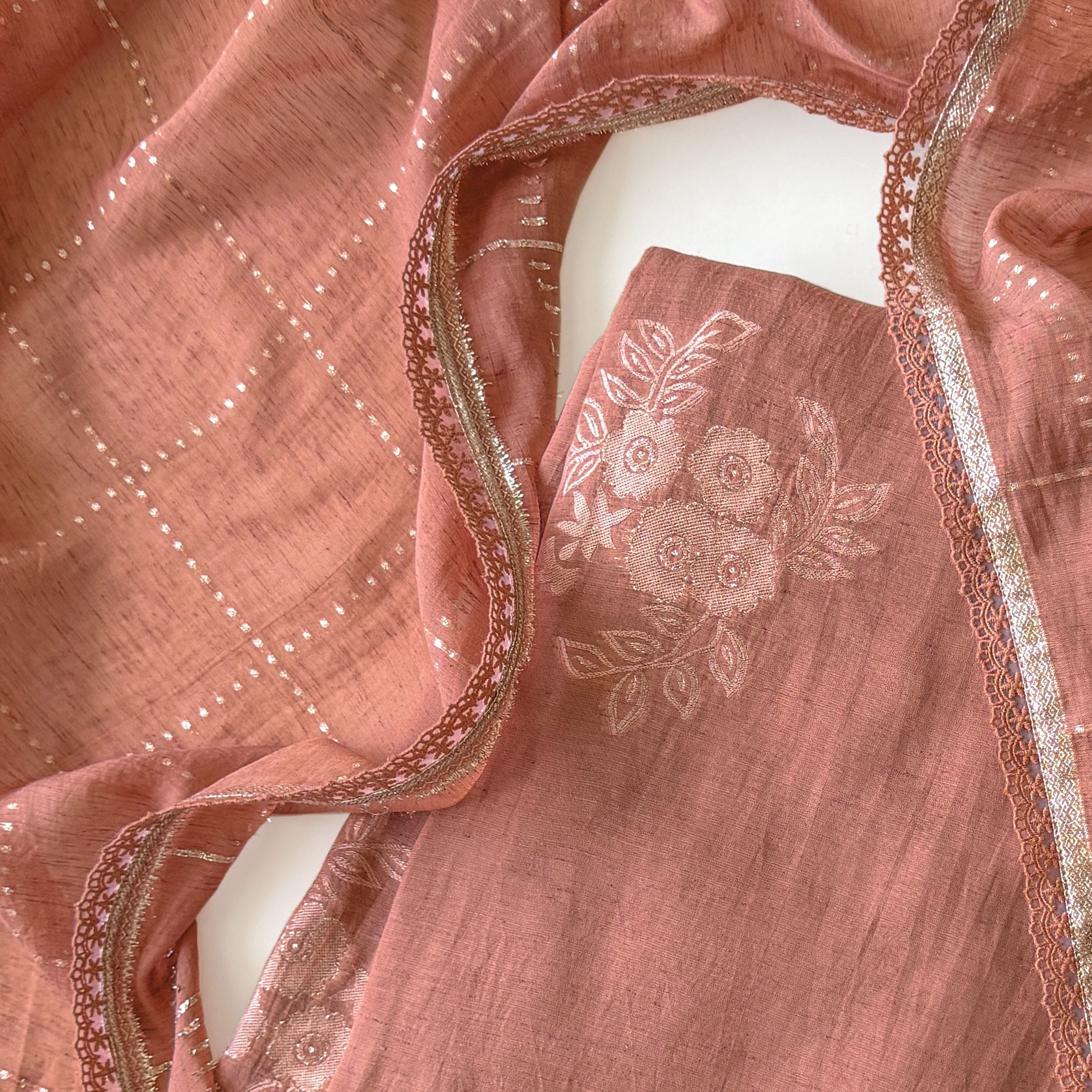 Paro Unstitched Suit Unstitched Suit Rustic Red Linen Suit Set