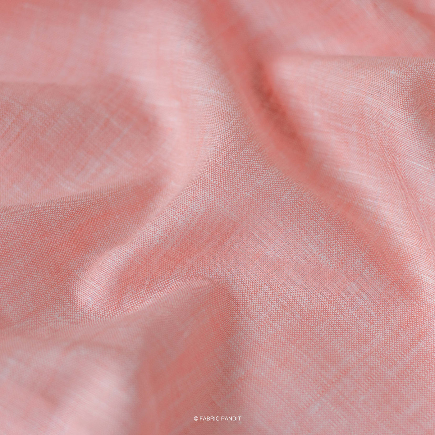 Premium Linen Fabric Cut Piece (CUT PIECE) Candlelight Peach Color Plain Yarn Dyed 60 Lea Pure Linen Fabric (58 Inches)
