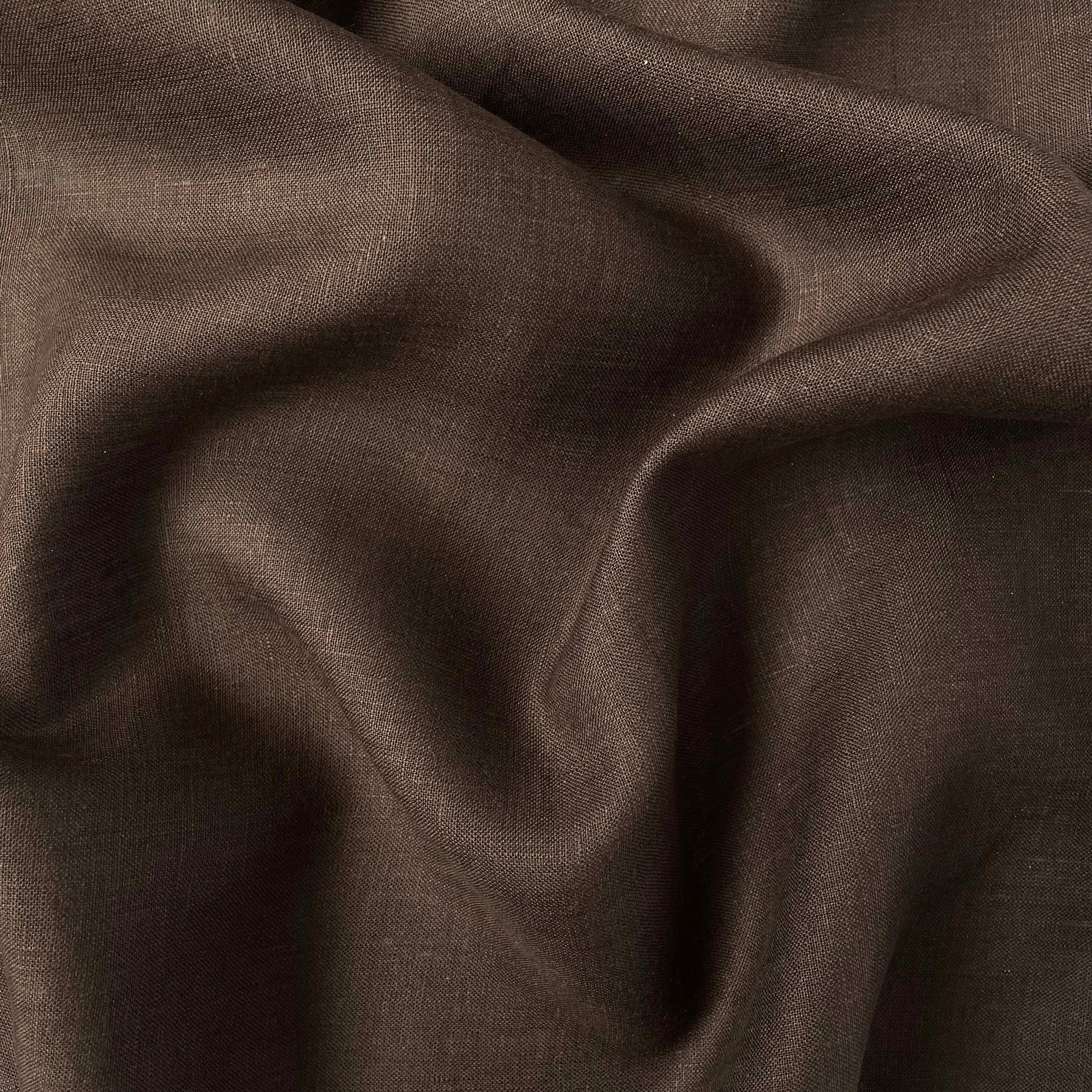 Premium Linen Fabric Cut Piece (CUT PIECE) Chocolate Brown Plain Premium 60 Lea Pure Linen Shirting Fabric (Width 58 Inches)