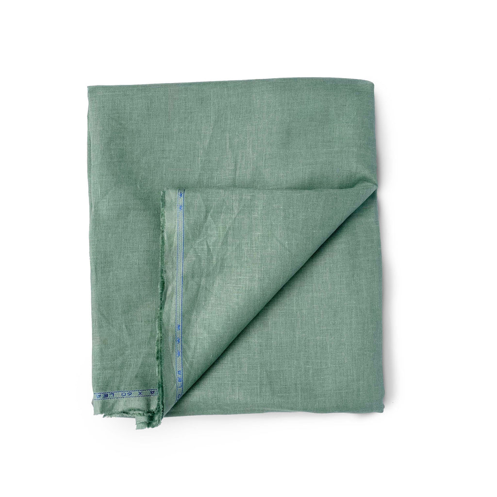Premium Linen Fabric Cut Piece (CUT PIECE) Dusty Mint Green Plain Premium 60 Lea Pure Linen Shirting Fabric (Width 58 Inches)