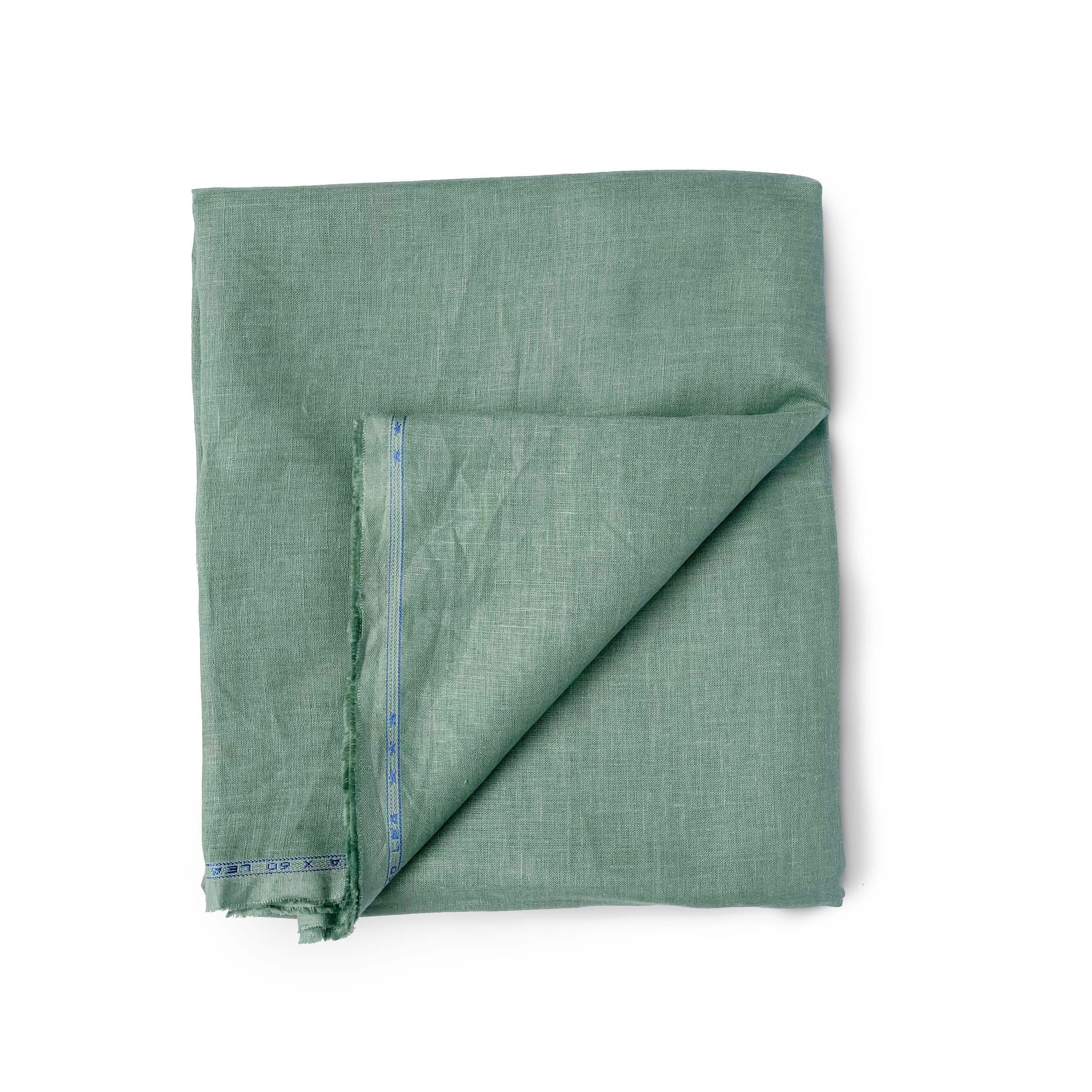 Premium Linen Fabric Cut Piece (CUT PIECE) Dusty Mint Green Plain Premium 60 Lea Pure Linen Shirting Fabric (Width 58 Inches)