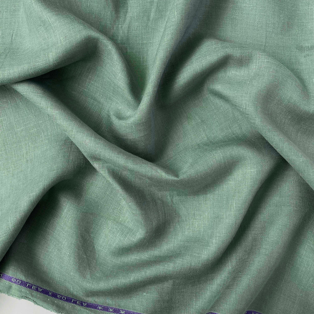 Premium Linen Fabric Cut Piece (CUT PIECE) Dusty Mint Green Plain Premium 60 Lea Pure Linen Shirting Fabric (Width 58 Inches)