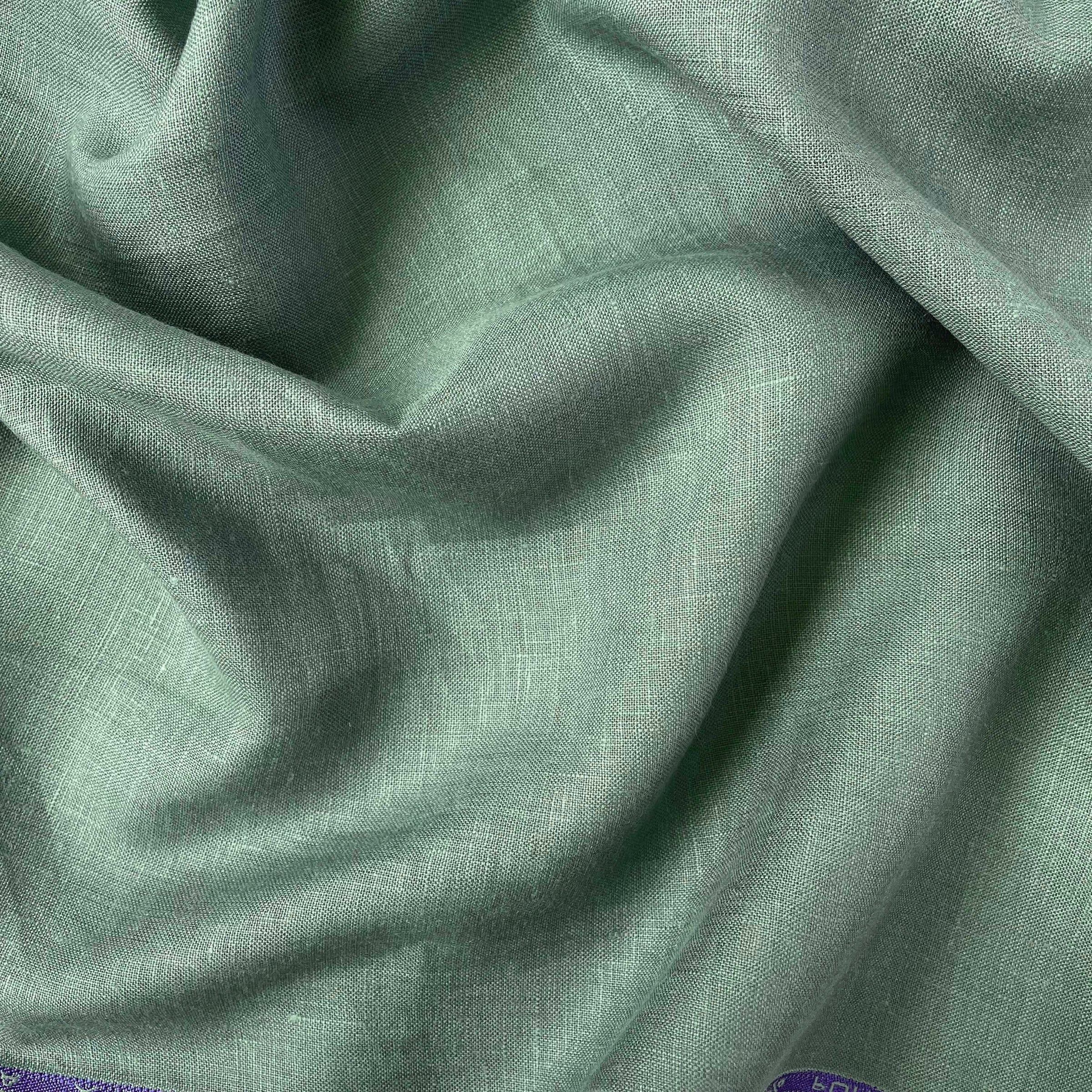 Premium Linen Fabric Cut Piece (CUT PIECE) Dusty Mint Green Plain Premium 60 Lea Pure Linen Shirting Fabric (Width 58 Inches)