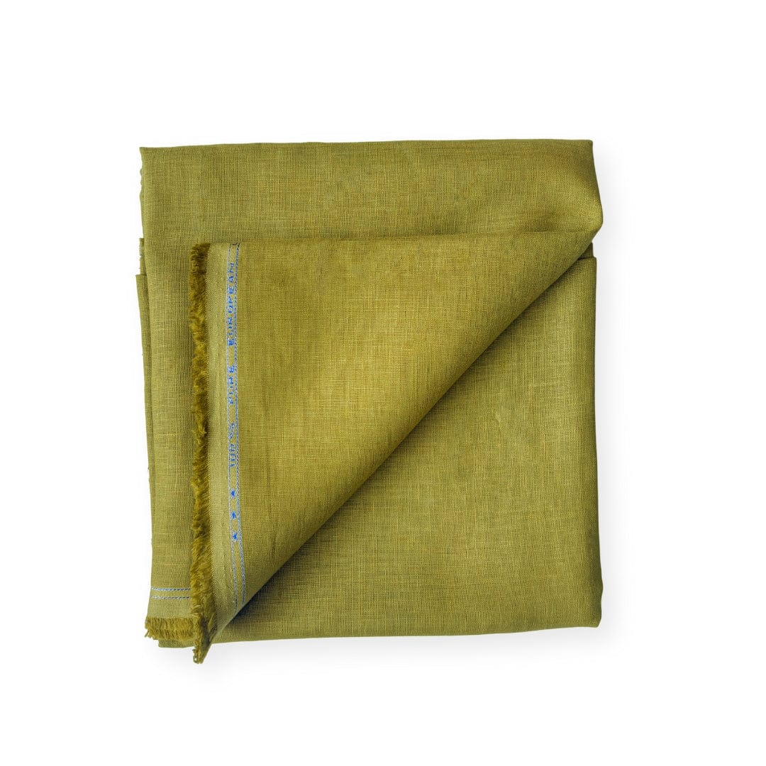 Premium Linen Fabric Cut Piece (CUT PIECE) Dusty Olive Green Plain Premium 60 Lea Pure Linen Fabric (Width 58 Inches)