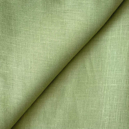 Premium Linen Fabric Cut Piece (CUT PIECE) Light Olive Green Plain Premium 60 Lea Pure Linen Shirting Fabric (Width 58 Inches)