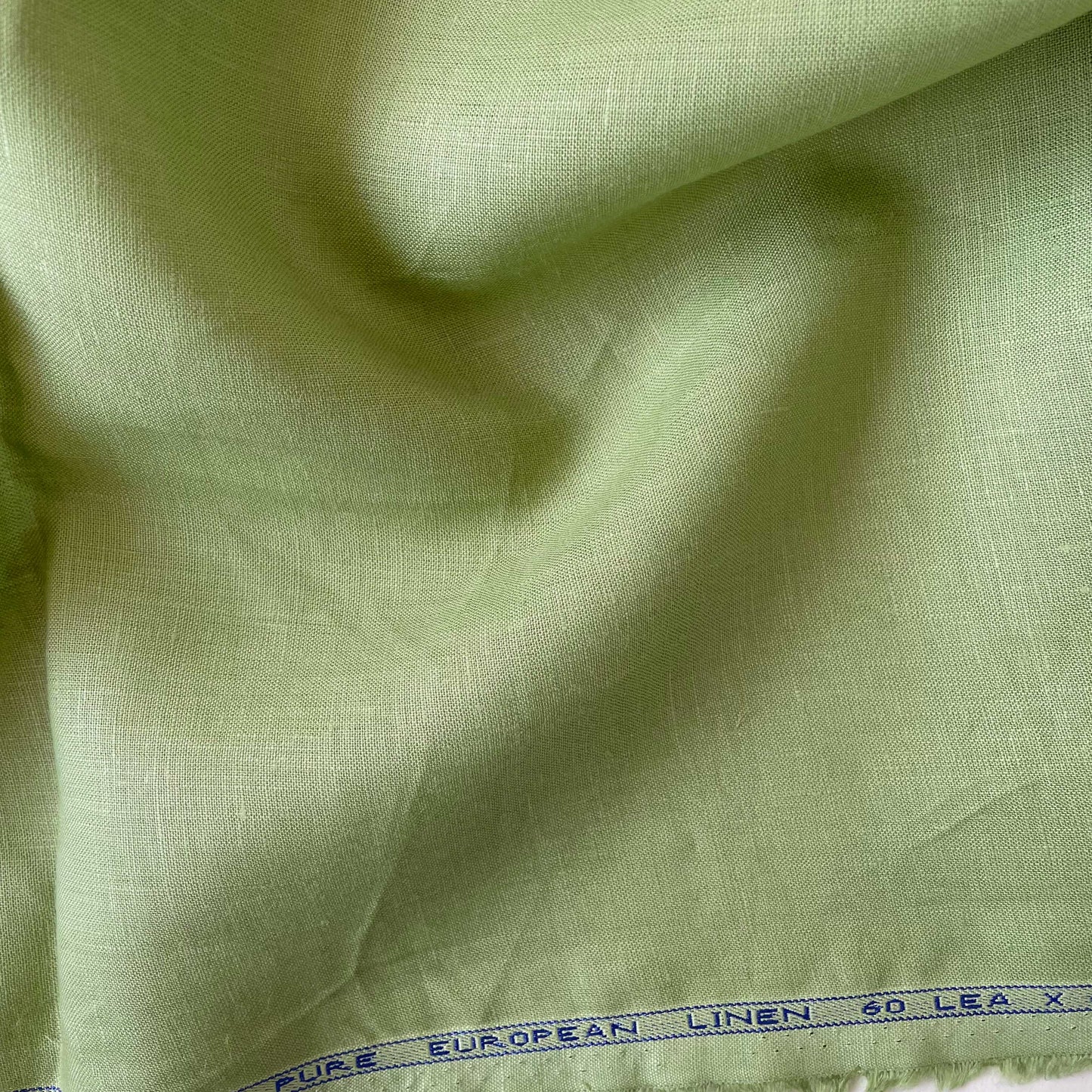 Premium Linen Fabric Cut Piece (CUT PIECE) Light Olive Green Plain Premium 60 Lea Pure Linen Shirting Fabric (Width 58 Inches)