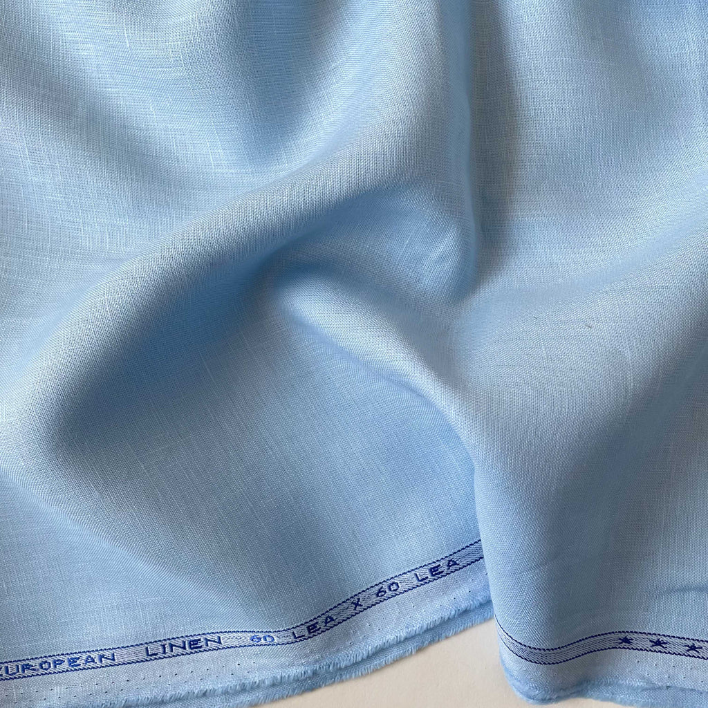 Premium Linen Fabric Cut Piece (CUT PIECE) Sky Blue Plain Premium 60 Lea Pure Linen Shirting Fabric (Width 58 Inches)