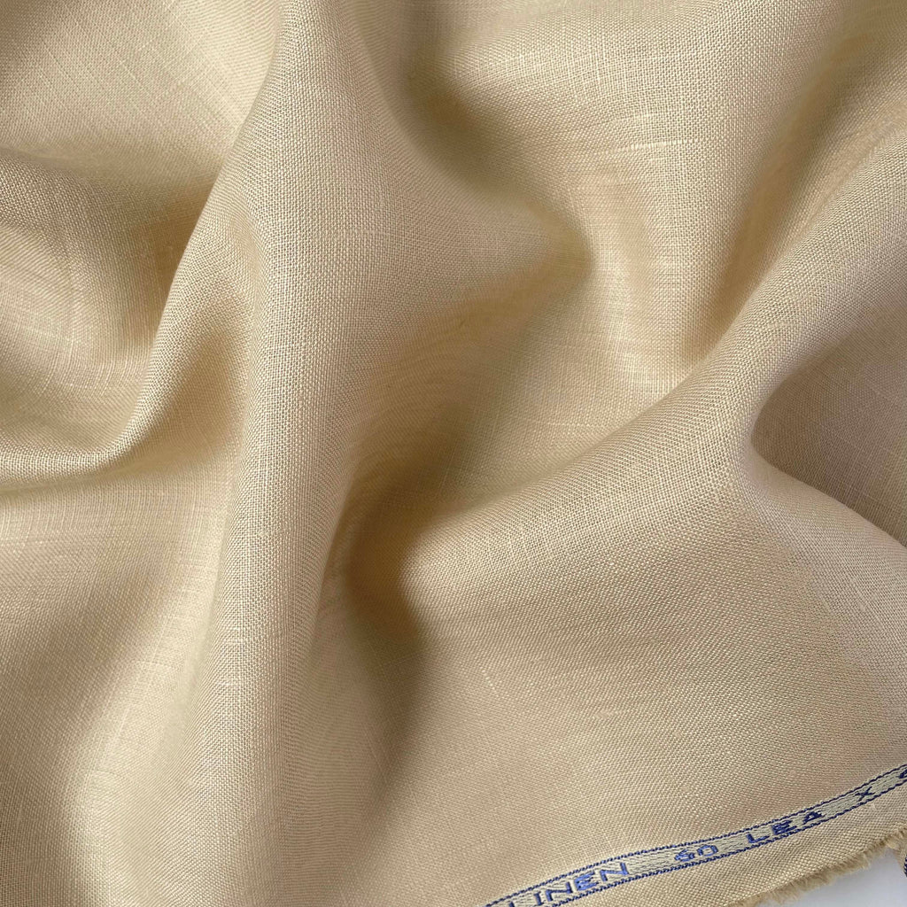 Premium Linen Fabric Cut Piece (CUT PIECE) Tuscan Beige Plain Premium 60 Lea Pure Linen Shirting Fabric (Width 58 Inches)