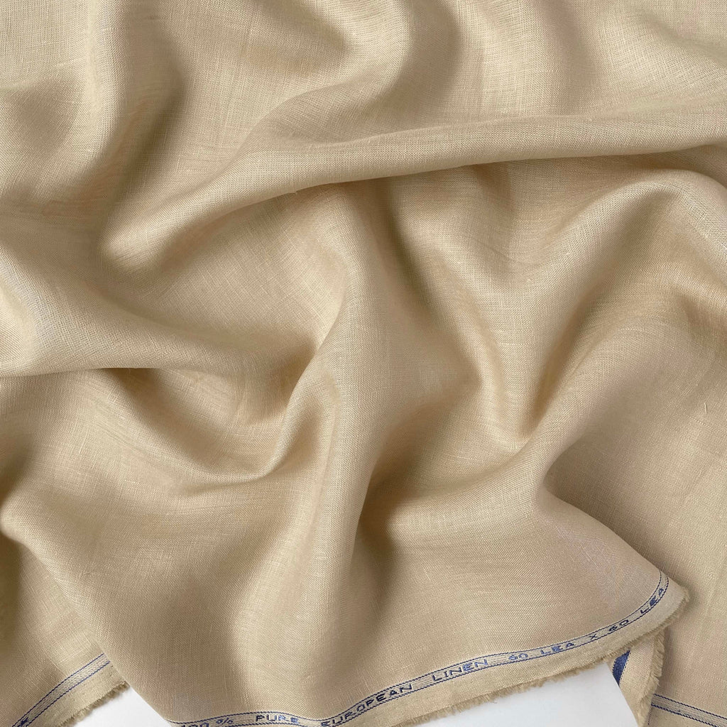 Premium Linen Fabric Cut Piece (CUT PIECE) Tuscan Beige Plain Premium 60 Lea Pure Linen Shirting Fabric (Width 58 Inches)