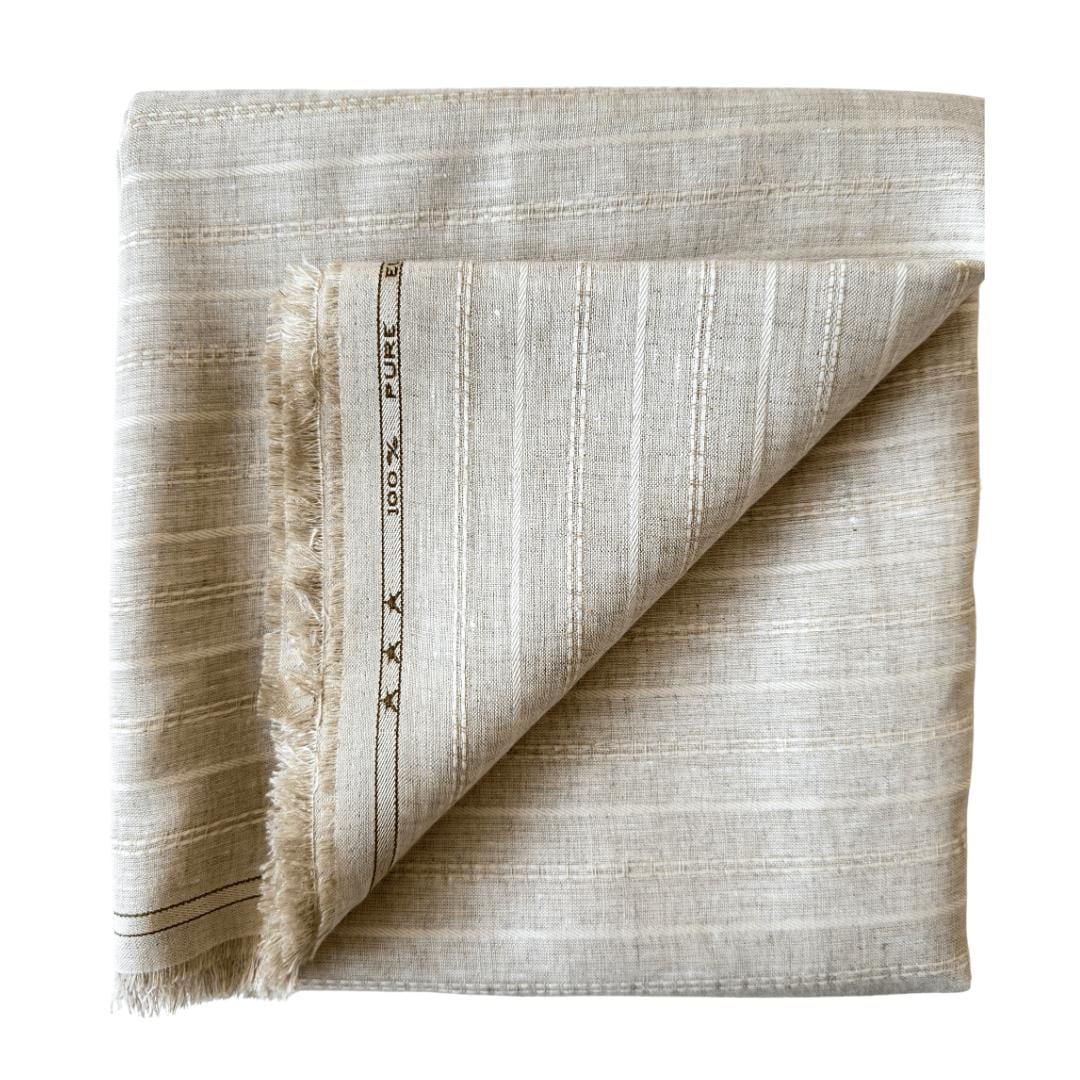 Premium Linen Fabric Cut Piece Natural Grey & Beige Linen Cut Piece