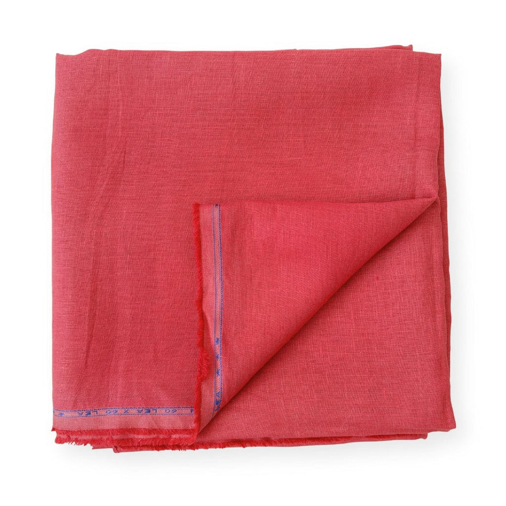 Premium Linen Fabric Fabric Bright Red Plain Premium 60 Lea Pure Linen Shirting Fabric (Width 58 Inches)