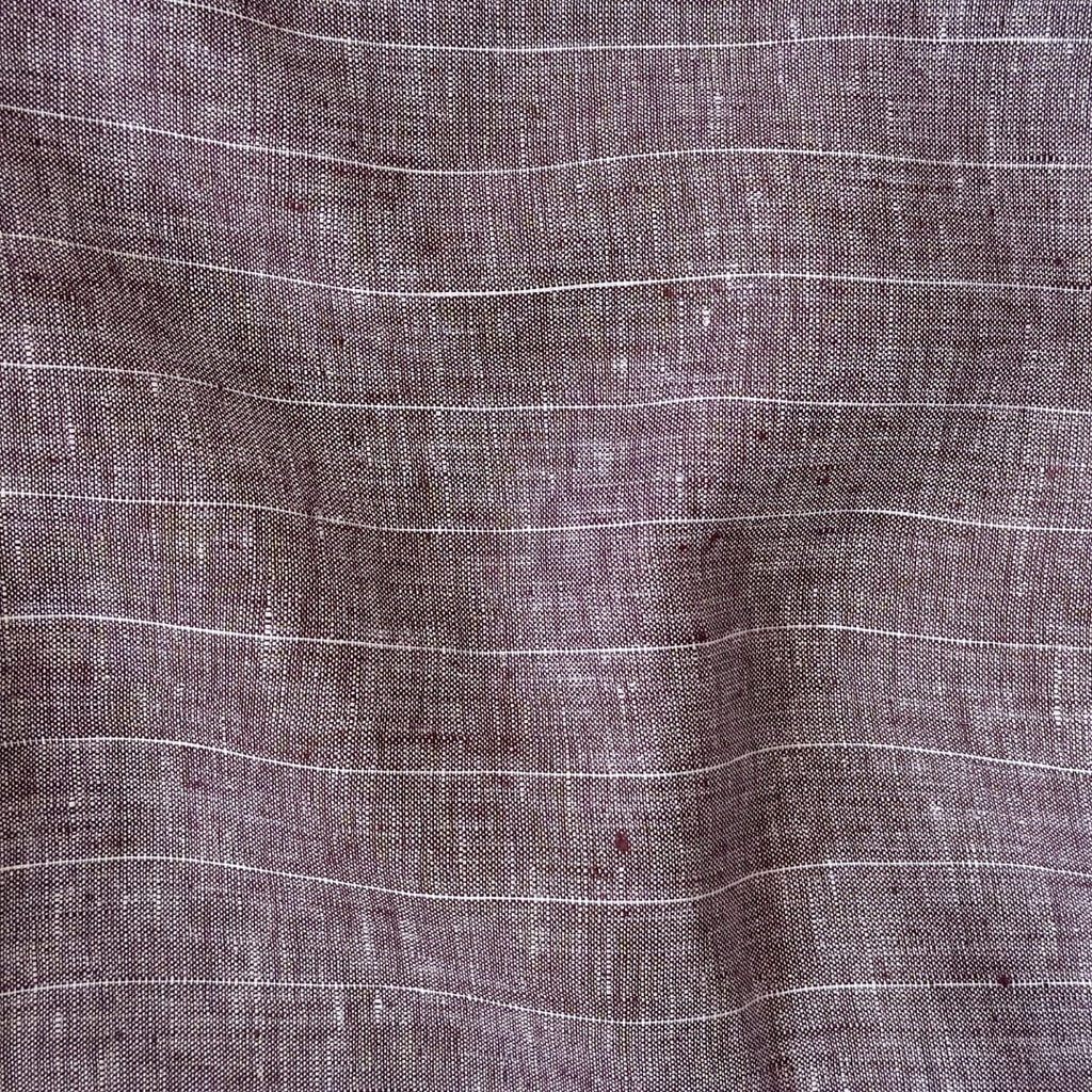 Premium Linen Fabric Fabric Brushed Wine & White Stripes Woven Premium 60 Lea Pure Linen Fabric (Width 58 Inches)