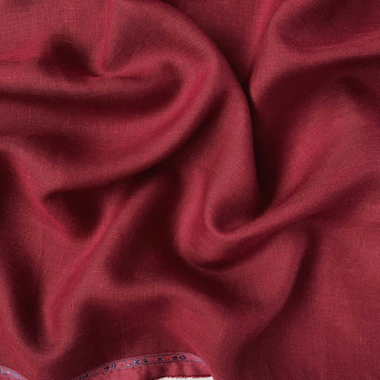 Premium Linen Fabric Fabric Burgundy Red Plain Premium 60 Lea Pure Linen Shirting Fabric (Width 58 Inches)