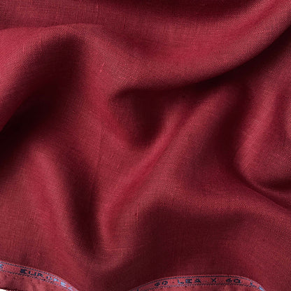 Premium Linen Fabric Fabric Burgundy Red Plain Premium 60 Lea Pure Linen Shirting Fabric (Width 58 Inches)