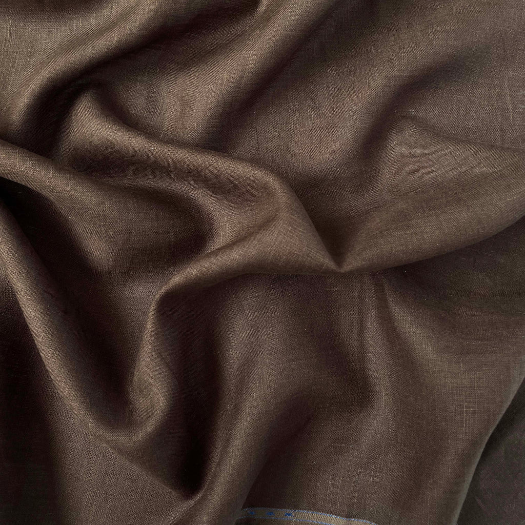Premium Linen Fabric Fabric Chocolate Brown Plain Premium 60 Lea Pure Linen Shirting Fabric (Width 58 Inches)