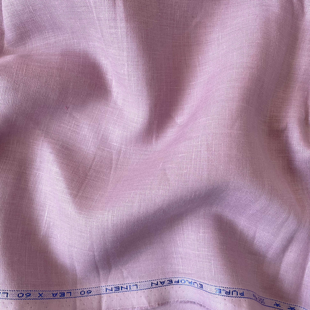 Premium Linen Fabric Fabric Dusty Lilac Plain Premium 60 Lea Pure Linen Shirting Fabric (Width 58 Inches)