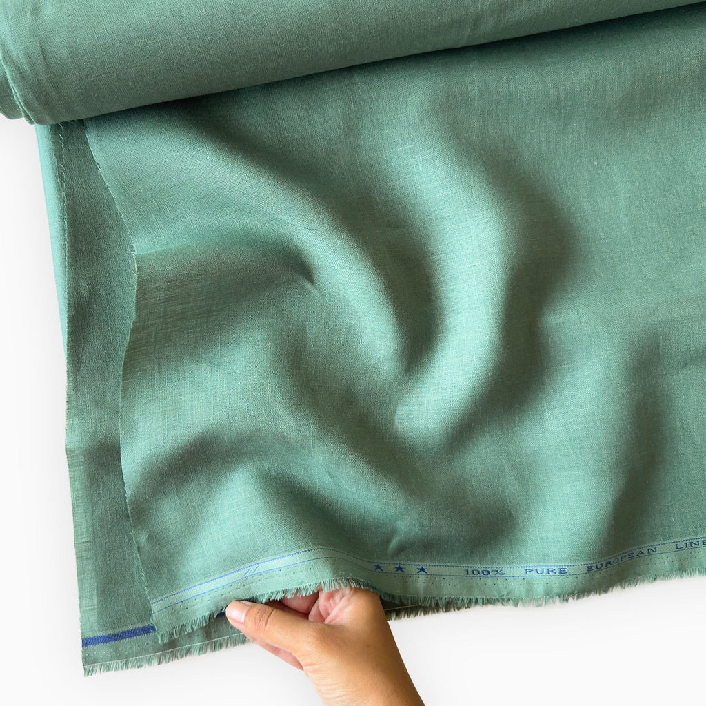 Premium Linen Fabric Fabric Dusty Mint Green 60 LEA Linen Fabric