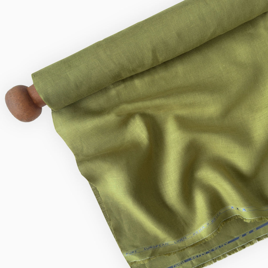 Premium Linen Fabric Fabric Dusty Olive Green 60 LEA Linen Fabric