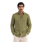 Premium Linen Fabric Fabric Dusty Olive Green 60 LEA Linen Fabric
