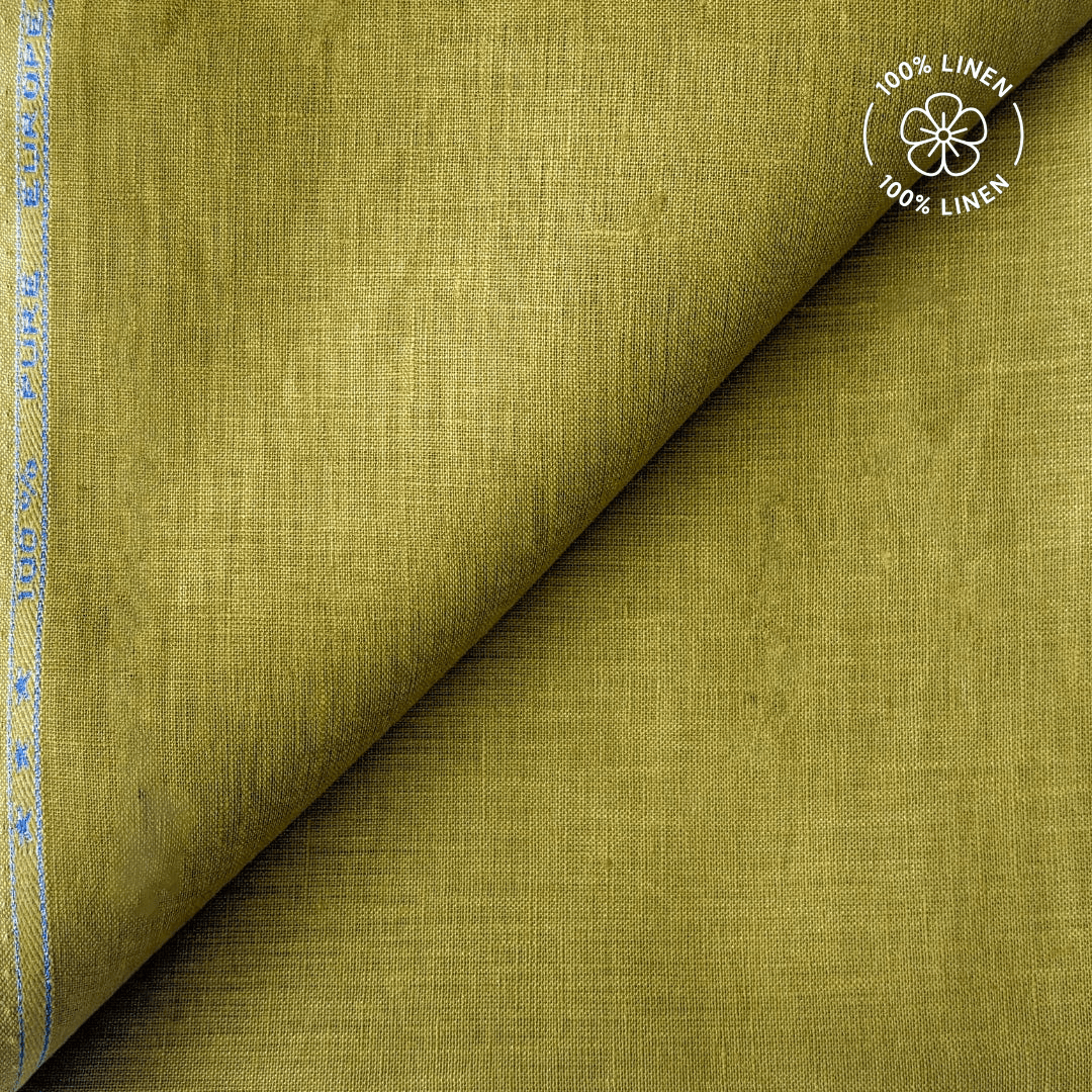 Premium Linen Fabric Fabric Dusty Olive Green Plain Premium 60 Lea Pure Linen Fabric (Width 58 Inches)
