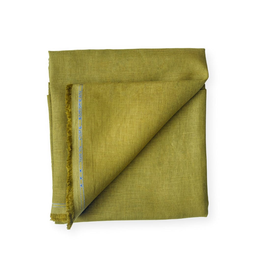 Premium Linen Fabric Fabric Dusty Olive Green Plain Premium 60 Lea Pure Linen Fabric (Width 58 Inches)