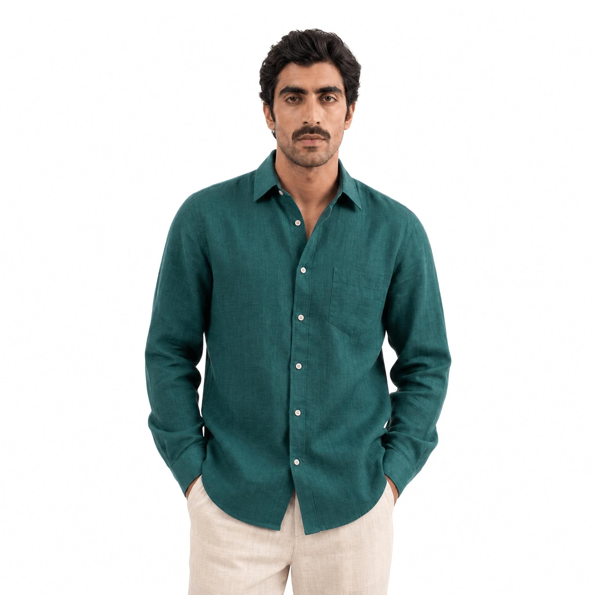 Premium Linen Fabric Fabric Emerald Green 60 LEA Linen Fabric