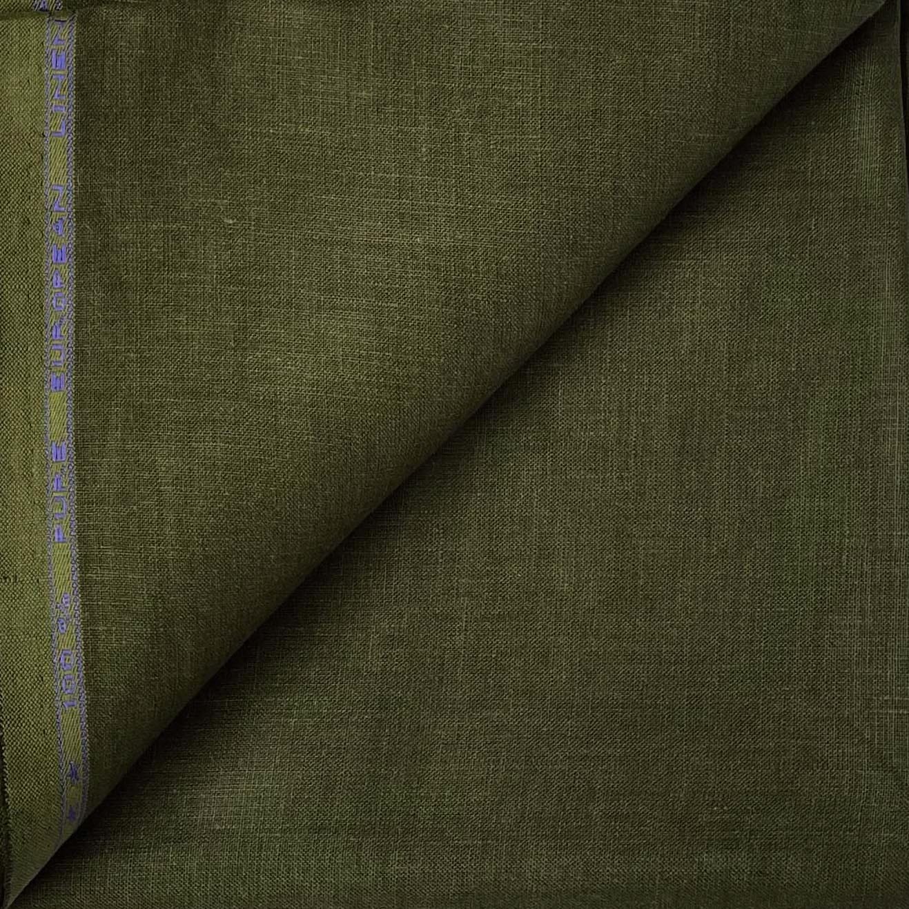 Premium Linen Fabric Fabric Forest Green Plain Premium 60 Lea Pure Linen Shirting Fabric (Width 58 Inches)