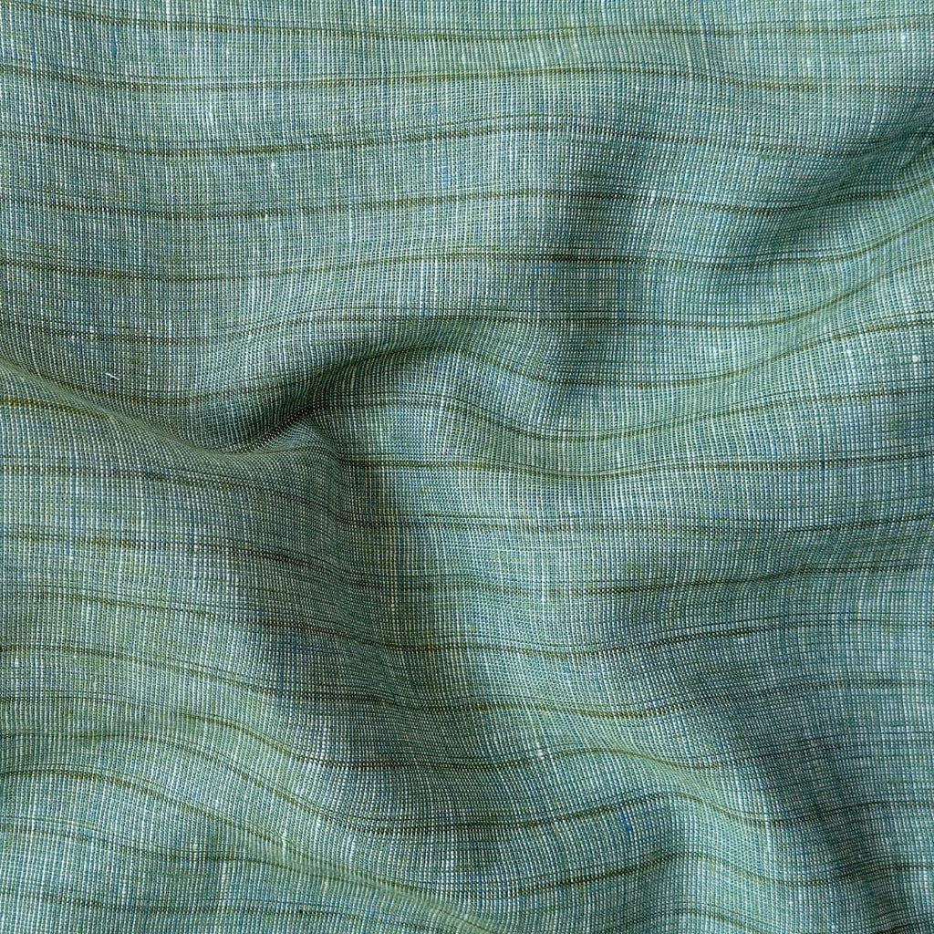 Premium Linen Fabric Fabric Light Green Stripes Woven Premium 60 Lea Pure Linen Fabric (Width 58 Inches)