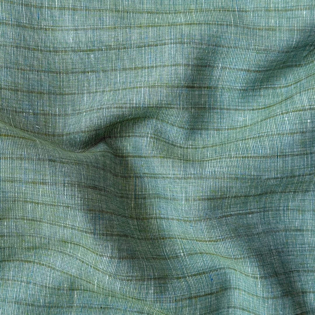 Premium Linen Fabric Fabric Light Green Stripes Woven Premium 60 Lea Pure Linen Fabric (Width 58 Inches)