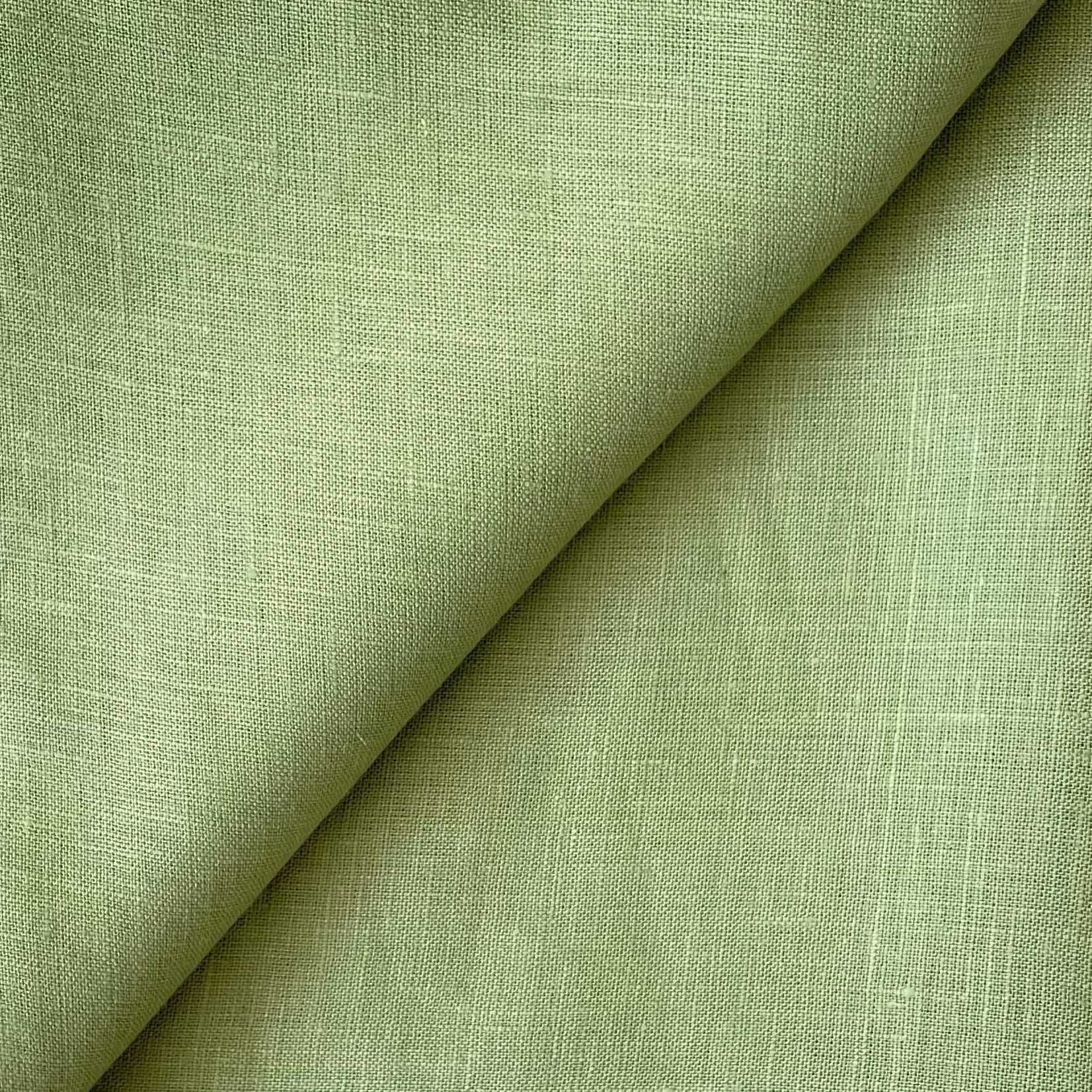 Premium Linen Fabric Fabric Light Olive Green Plain Premium 60 Lea Pure Linen Shirting Fabric (Width 58 Inches)