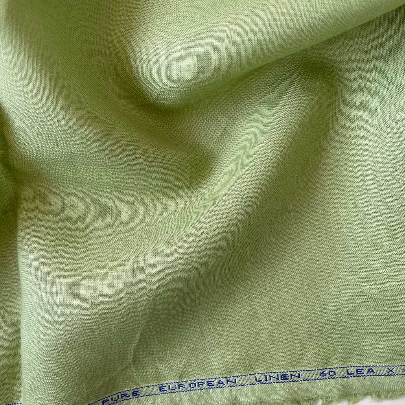 Premium Linen Fabric Fabric Light Olive Green Plain Premium 60 Lea Pure Linen Shirting Fabric (Width 58 Inches)