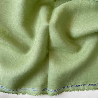 Premium Linen Fabric Fabric Light Olive Green Plain Premium 60 Lea Pure Linen Shirting Fabric (Width 58 Inches)