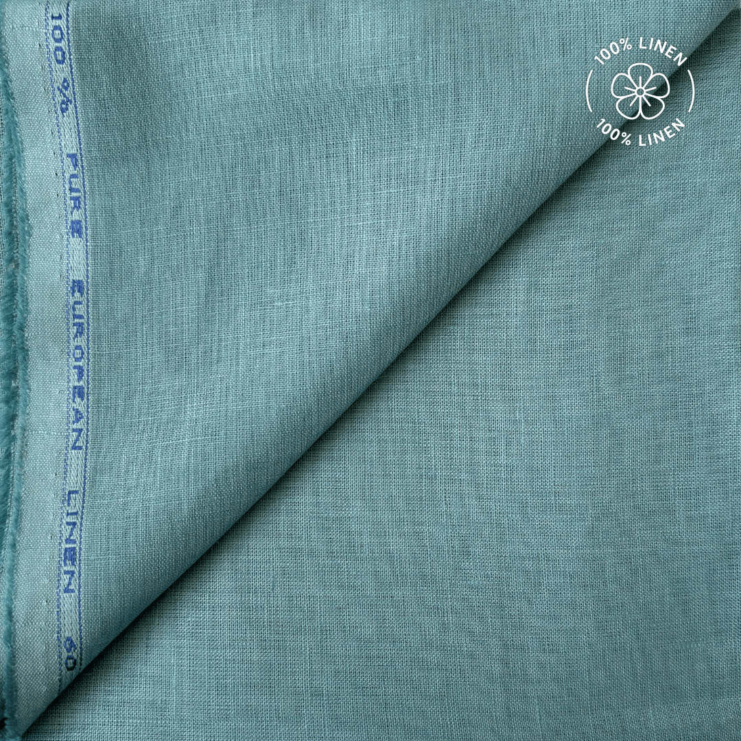 Premium Linen Fabric Fabric Light Sea Green Plain Premium 60 Lea Pure Linen Fabric (Width 58 Inches)