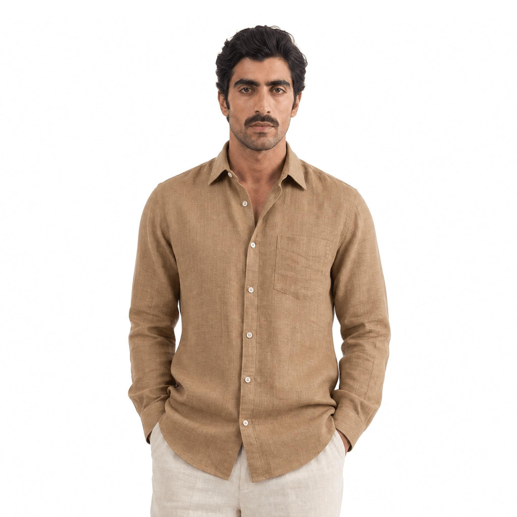Premium Linen Fabric Fabric Mud Brown 60 LEA Linen Fabric