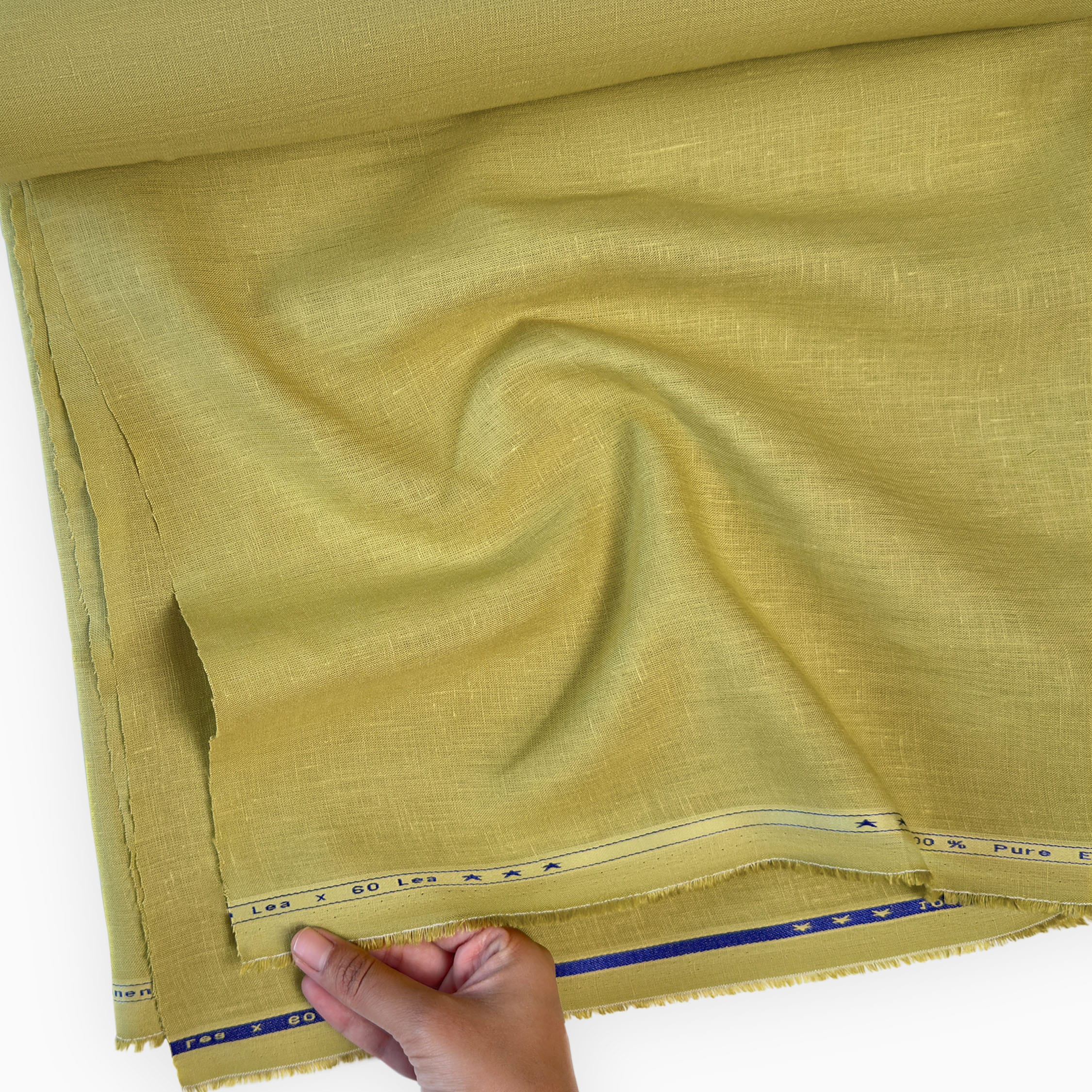 Premium Linen Fabric Fabric Muted Lime 60 LEA Linen Fabric