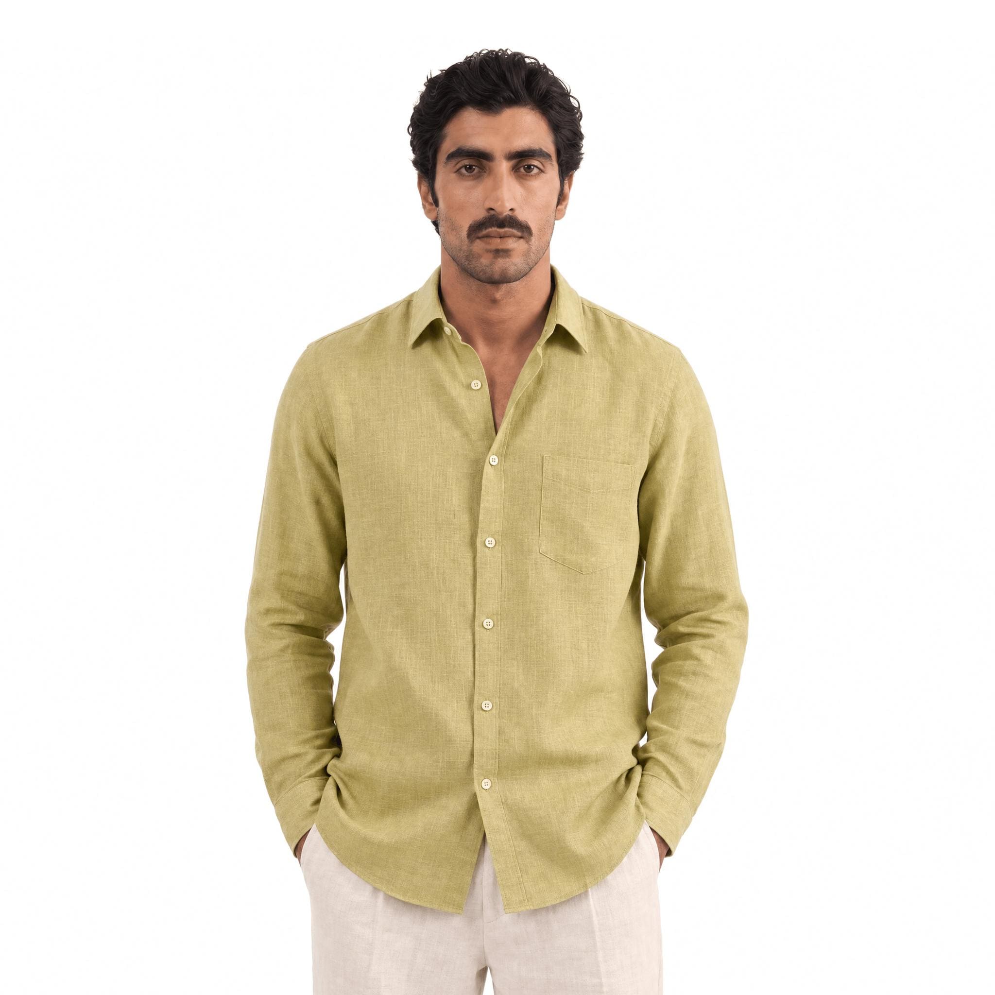 Premium Linen Fabric Fabric Muted Lime 60 LEA Linen Fabric