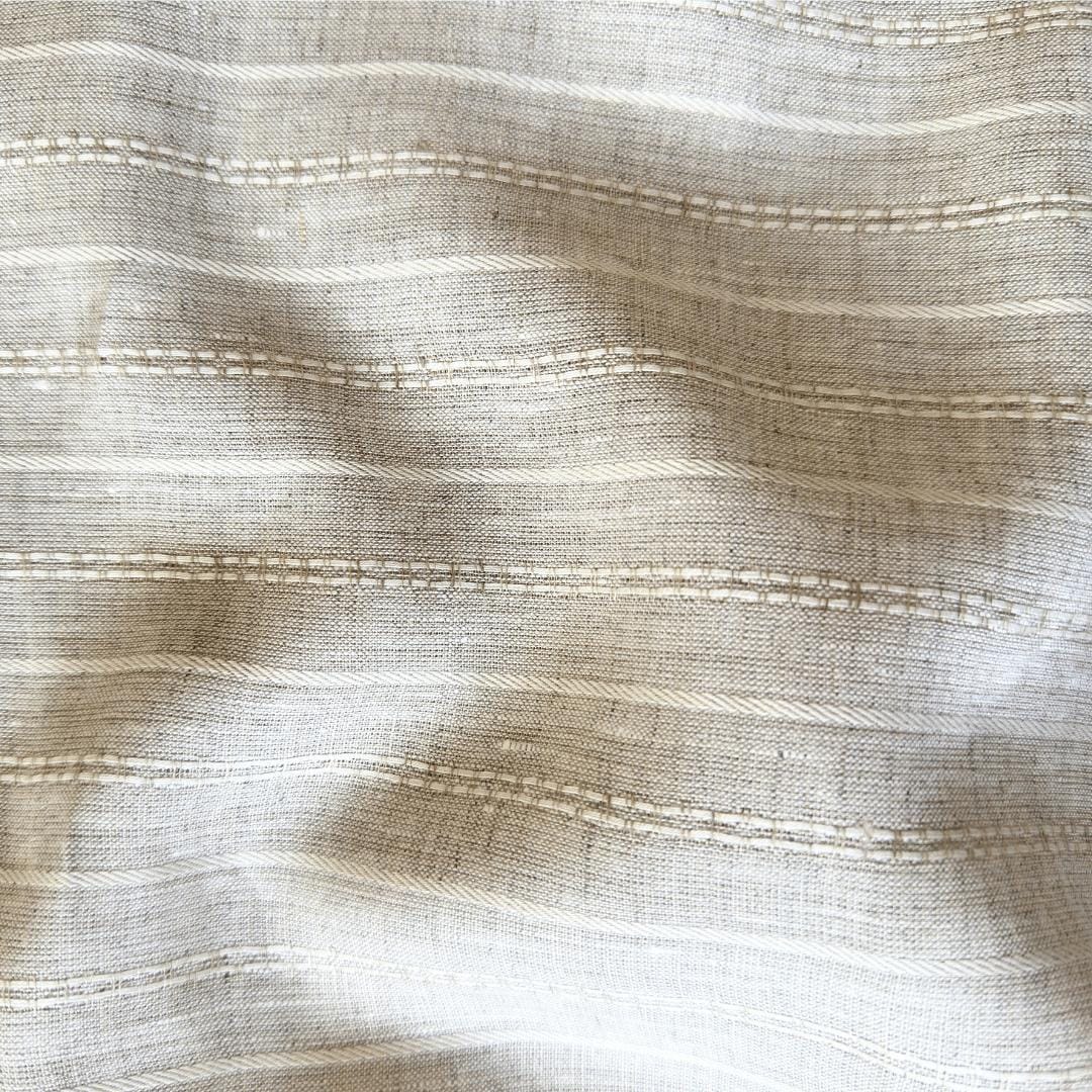 Premium Linen Fabric Fabric Natural Grey & Beige Stripes 60 LEA Linen
