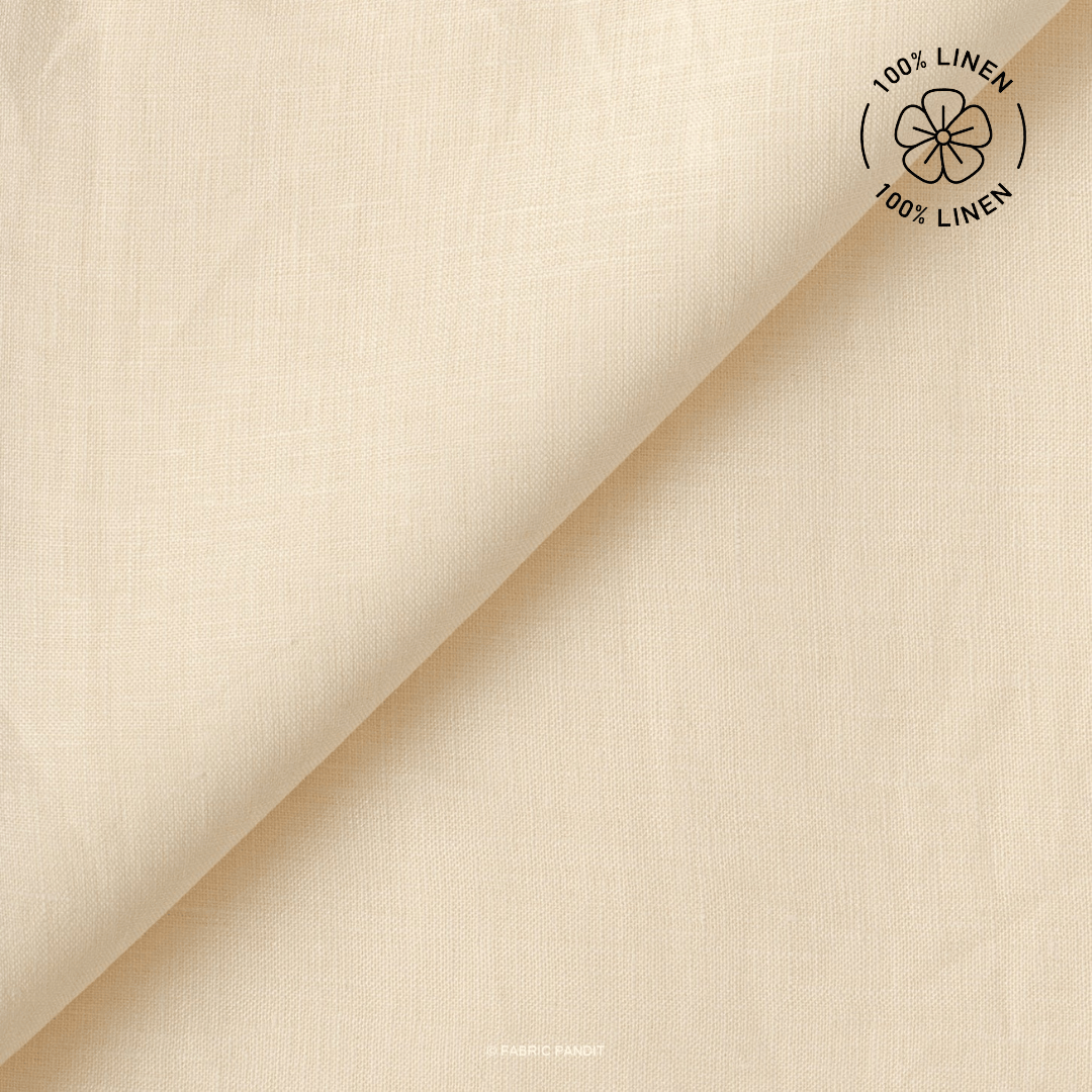 Premium Linen Fabric Fabric OffWhite Plain Premium 60 Lea Pure Linen Fabric (Width 58 inch)