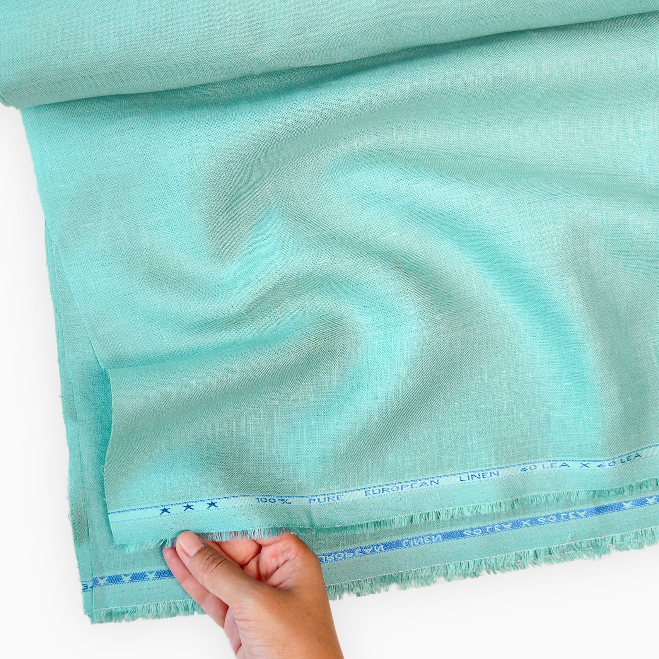 Premium Linen Fabric Fabric Pale Turquoise 60 LEA Linen Fabric